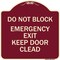 Signmission Do Not Block Emergency Exit Door Keep Clear Heavy-Gauge Aluminum Sign, 18" L, 18" H, BU-1818-24154 A-DES-BU-1818-24154 - alternate 1